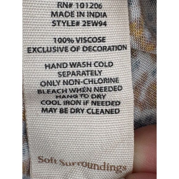 Soft Surroundings Top Button Up Boho Embellished Paisley Size XL Brown Bohemian - Picture 6 of 8